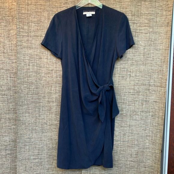 Vintage New York Studio Asymmetrical Wrap Silk Mini Dress color asphalt - Picture 1 of 4